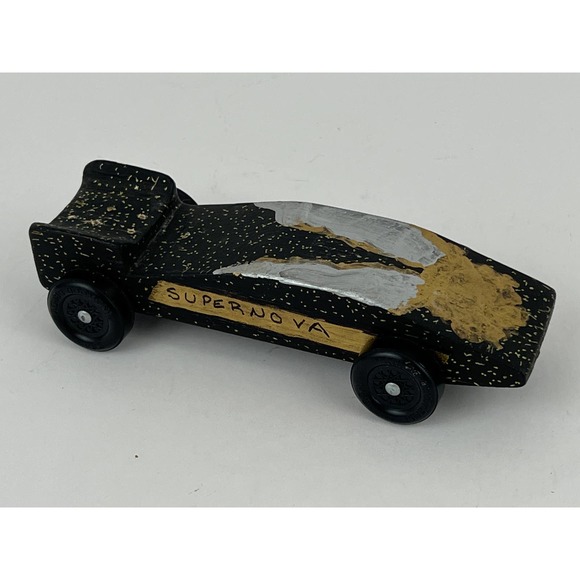 Pinewood Derby Wooden Race Car Black Painted Handmade BSA Cub Scouts VTG - Picture 9 of 13